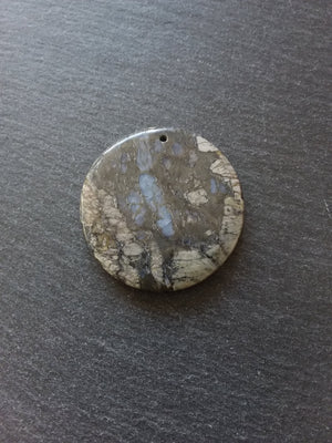 Natural Glaucophane Flat Round Pendant 50mm Diameter