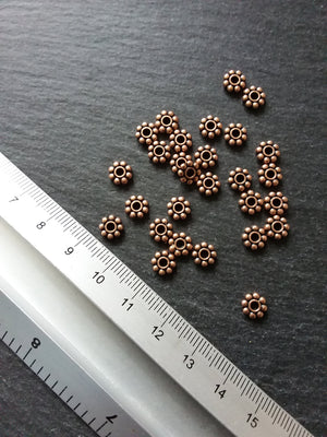 40 or 200 Antique Copper Tone 7mm Daisy Spacer Beads 7x2mm