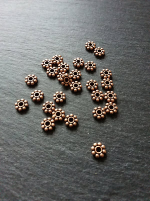 40 or 200 Antique Copper Tone 7mm Daisy Spacer Beads 7x2mm