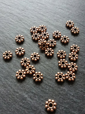 40 or 200 Antique Copper Tone 7mm Daisy Spacer Beads 7x2mm
