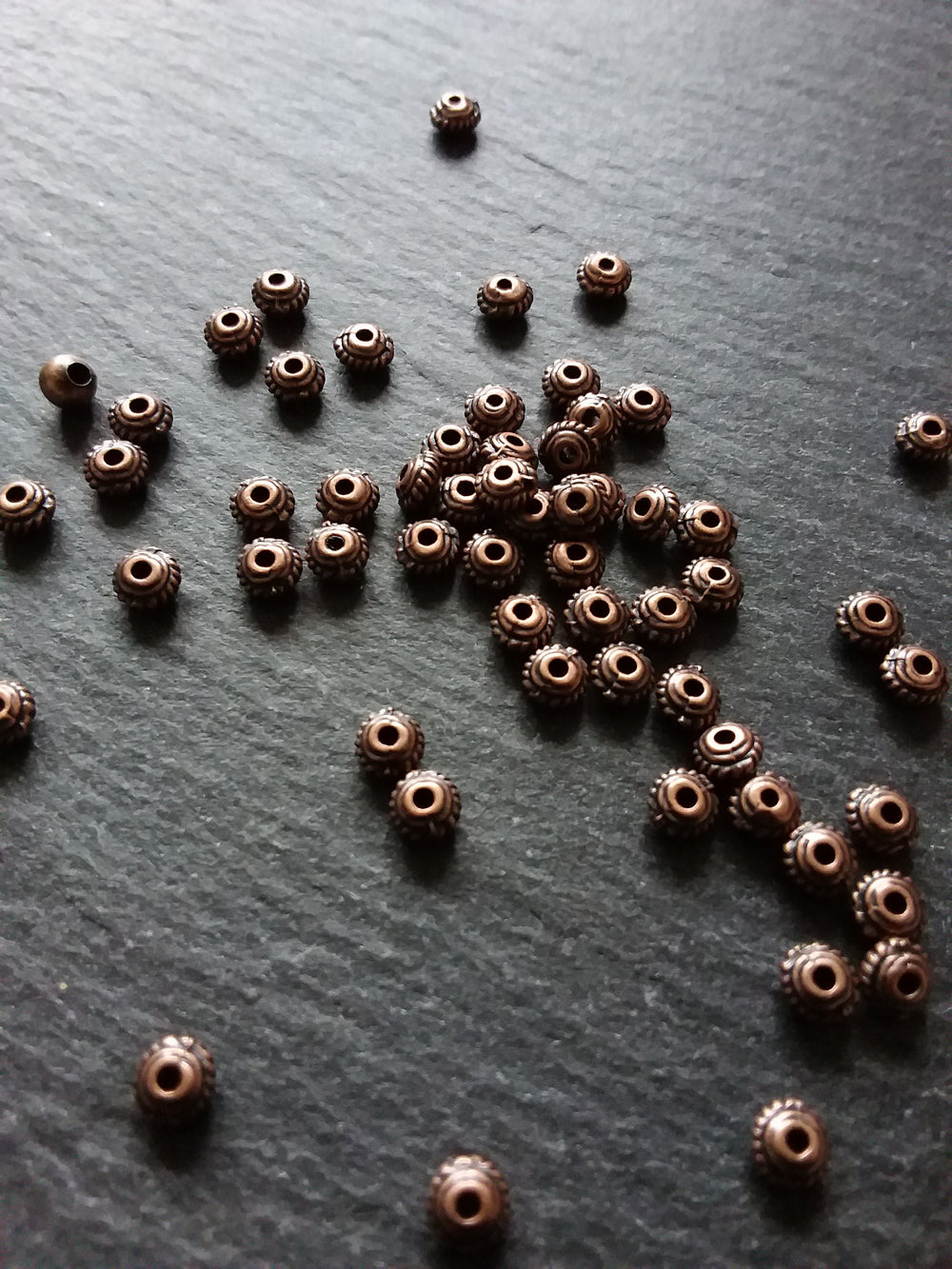 60 or 300 Antique Copper Tone 5mm Diameter Wheel Spacer Beads Bali Style 5x3mm Hole: 0.8mm