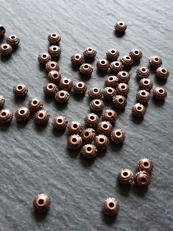 60 or 300 Antique Copper Tone 5mm Diameter Wheel Spacer Beads Bali Style 5x3mm