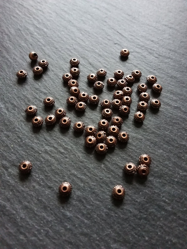 60 or 300 Antique Copper Tone 5mm Diameter Wheel Spacer Beads Bali Style 5x3mm
