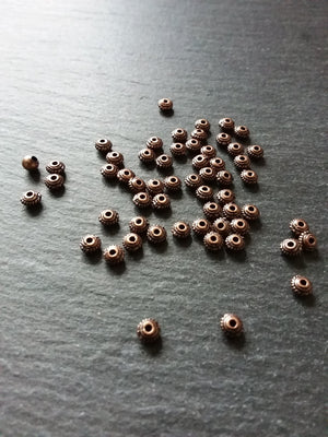 60 or 300 Antique Copper Tone 5mm Diameter Wheel Spacer Beads Bali Style 5x3mm