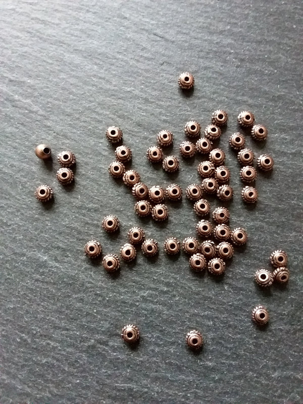60 or 300 Antique Copper Tone 5mm Diameter Wheel Spacer Beads Bali Style 5x3mm