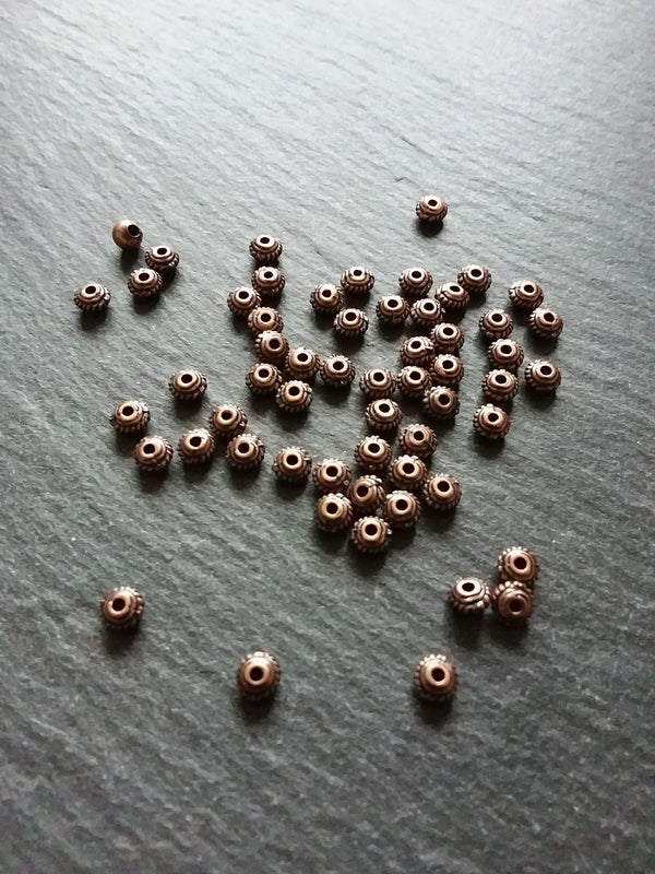 60 or 300 Antique Copper Tone 5mm Diameter Wheel Spacer Beads Bali Style 5x3mm