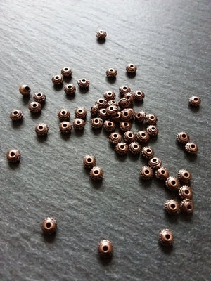 60 or 300 Antique Copper Tone 5mm Diameter Wheel Spacer Beads Bali Style 5x3mm