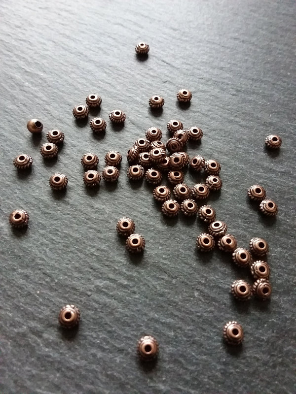 60 or 300 Antique Copper Tone 5mm Diameter Wheel Spacer Beads Bali Style 5x3mm