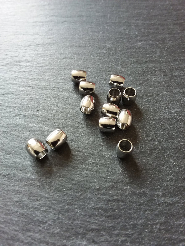 12 or 60 Stainless Steel 6mm Barrel Beads Smooth Solid Spacer 6x6mm with 4mm Hole