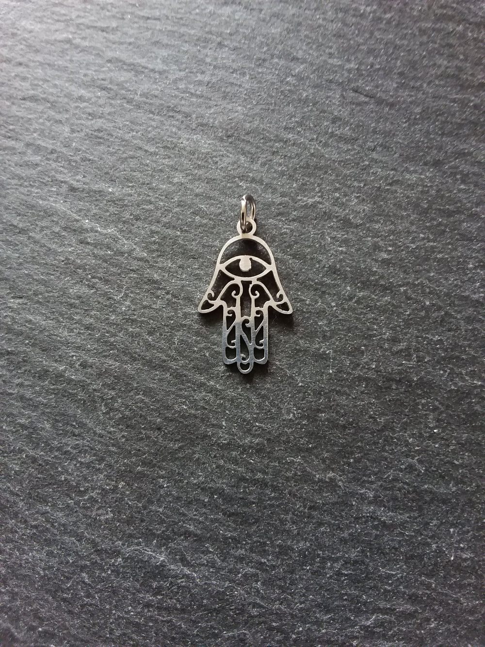 2 or 10 Stainless Steel Hamsa Hand / Hand of Fatima Charms Flat 21x13mm