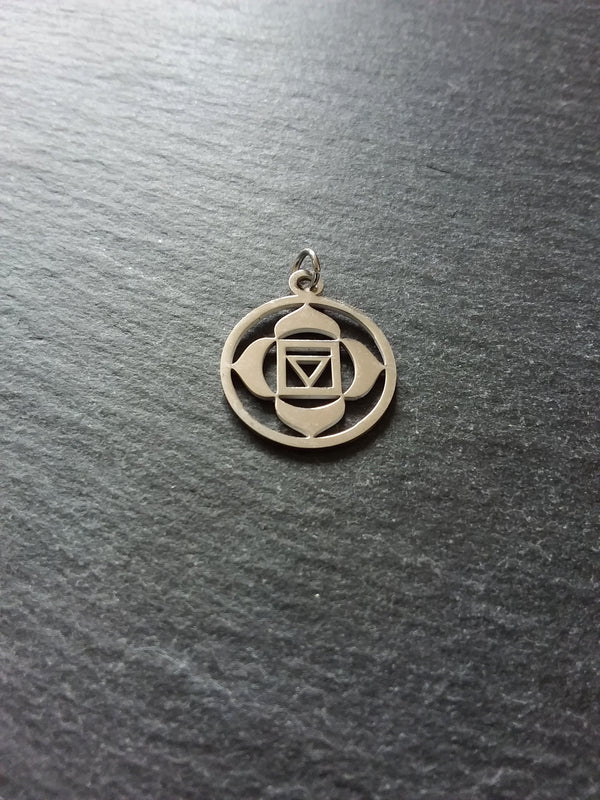 1 or 5 Stainless Steel Muladhara Root Chakra Flower Charms Flat 22x19mm