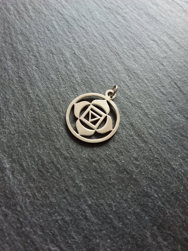 1 or 5 Stainless Steel Muladhara Root Chakra Flower Charms Flat 22x19mm