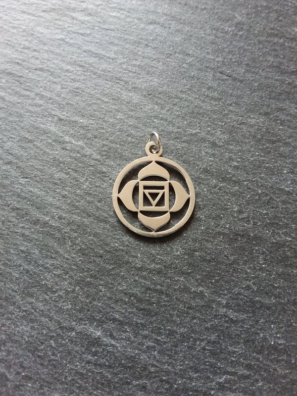 1 or 5 Stainless Steel Muladhara Root Chakra Flower Charms Flat 22x19mm
