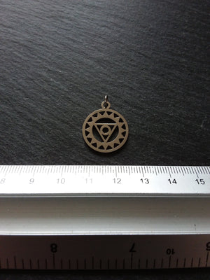 1 or 5 Stainless Steel Vishuddha Throat Chakra Flower Charms Flat 22x19mm