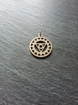 1 or 5 Stainless Steel Vishuddha Throat Chakra Flower Charms Flat 22x19mm