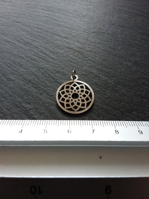 1 or 5 Stainless Steel Sahasrara Crown Chakra Lotus Flower Charms Flat 22x19mm