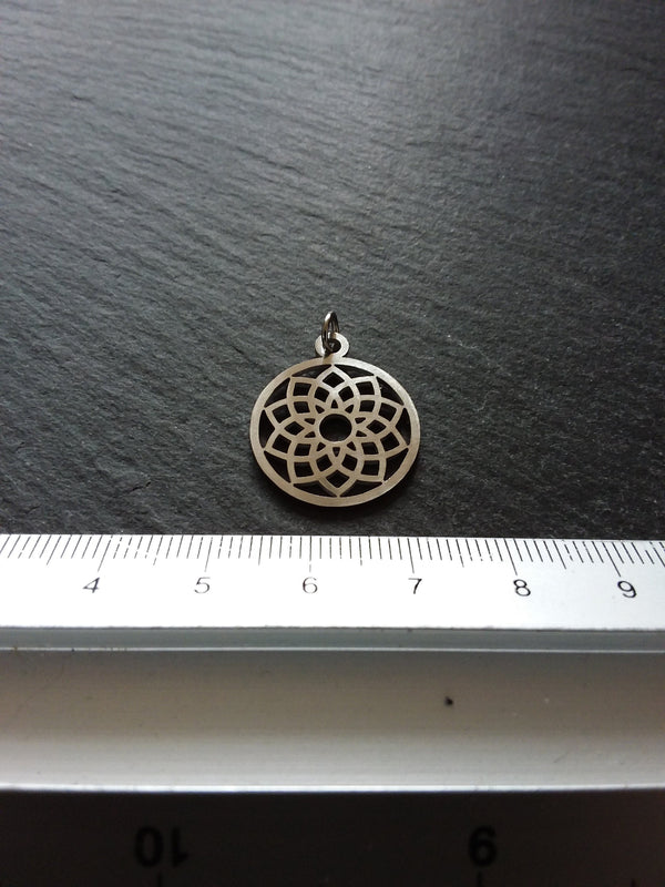 1 or 5 Stainless Steel Sahasrara Crown Chakra Lotus Flower Charms Flat 22x19mm