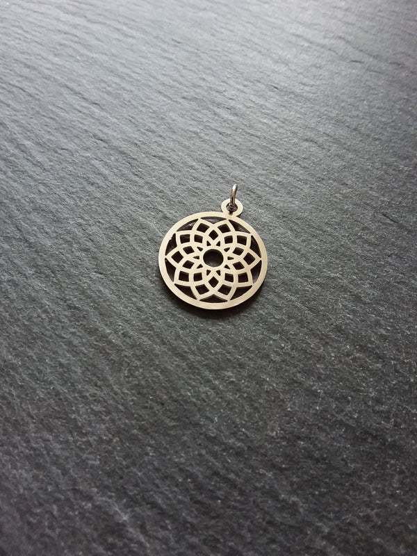 1 or 5 Stainless Steel Sahasrara Crown Chakra Lotus Flower Charms Flat 22x19mm