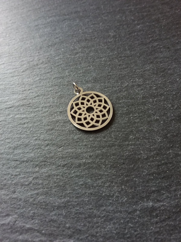 1 or 5 Stainless Steel Sahasrara Crown Chakra Lotus Flower Charms Flat 22x19mm