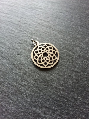 1 or 5 Stainless Steel Sahasrara Crown Chakra Lotus Flower Charms Flat 22x19mm