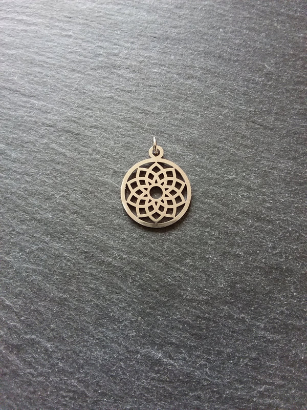 1 or 5 Stainless Steel Sahasrara Crown Chakra Lotus Flower Charms Flat 22x19mm
