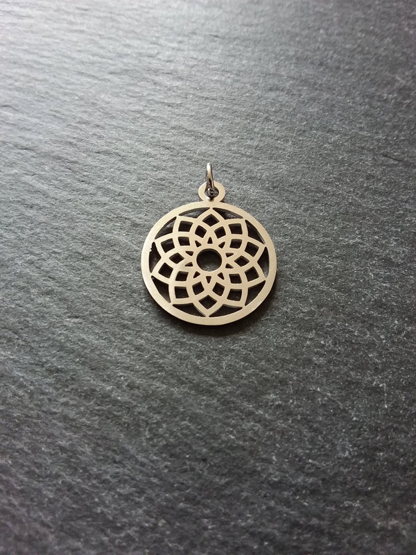 1 or 5 Stainless Steel Sahasrara Crown Chakra Lotus Flower Charms Flat 22x19mm