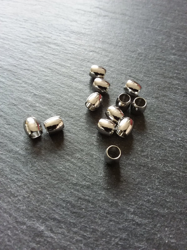 12 or 60 Stainless Steel 6mm Barrel Beads Smooth Solid Spacer 6x6mm with 4mm Hole