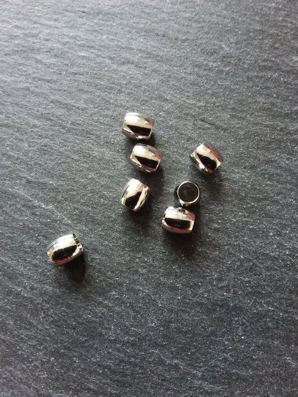 12 or 60 Stainless Steel 6mm Barrel Beads Smooth Solid Spacer 6x6mm with 4mm Hole
