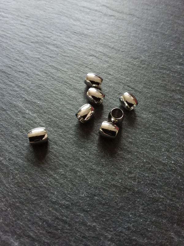 12 or 60 Stainless Steel 6mm Barrel Beads Smooth Solid Spacer 6x6mm with 4mm Hole