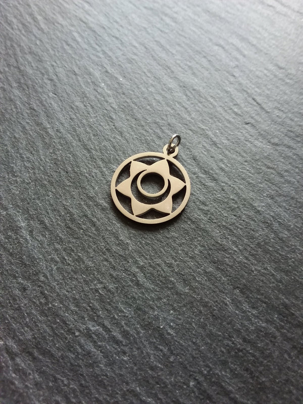 1 or 5 Stainless Steel Sacral Chakra Svadhishthana Flower Charms Flat 22x19mm