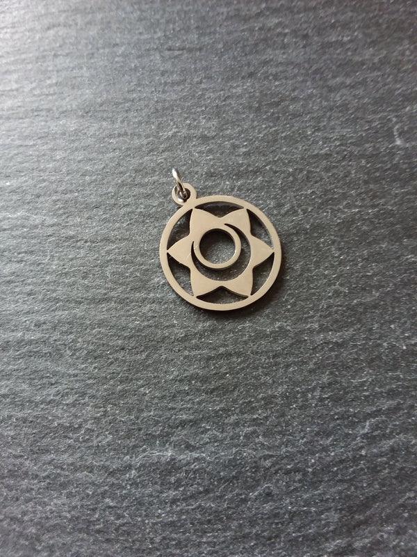1 or 5 Stainless Steel Sacral Chakra Svadhishthana Flower Charms Flat 22x19mm