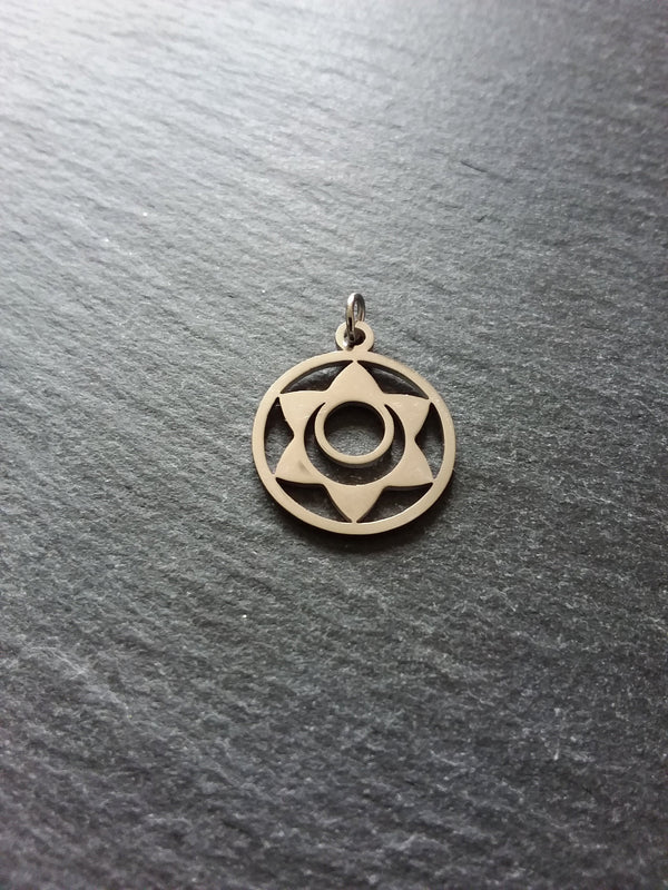 1 or 5 Stainless Steel Sacral Chakra Svadhishthana Flower Charms Flat 22x19mm