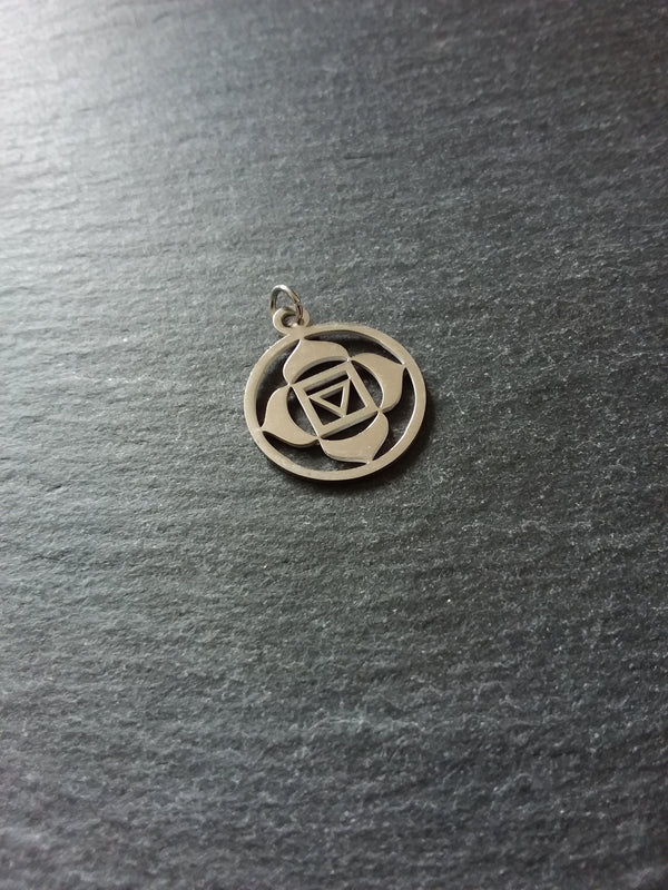 1 or 5 Stainless Steel Muladhara Root Chakra Flower Charms Flat 22x19mm