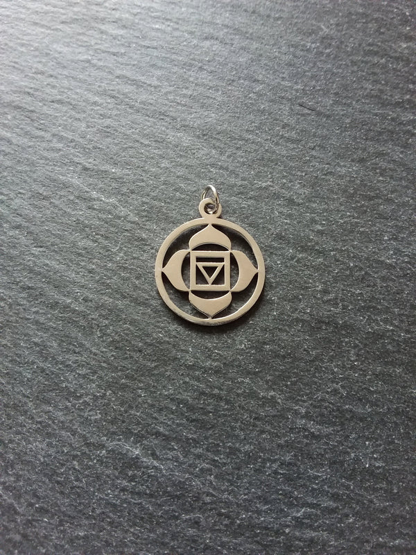 1 or 5 Stainless Steel Muladhara Root Chakra Flower Charms Flat 22x19mm