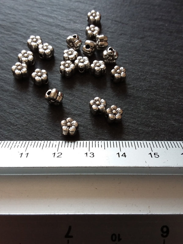 20 or 100 Flower Spacer Beads 6mm Antique Silver Tone Alloy 6x4mm Hole: 1.8mm