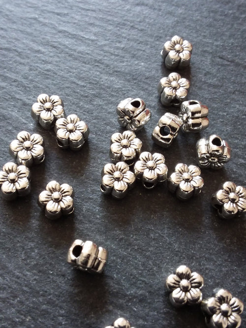 20 or 100 Flower Spacer Beads 6mm Antique Silver Tone Alloy 6x4mm Hole: 1.8mm