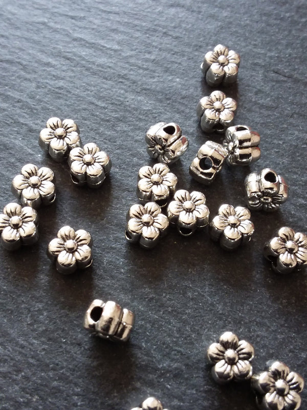 20 or 100 Flower Spacer Beads 6mm Antique Silver Tone Alloy 6x4mm Hole: 1.8mm