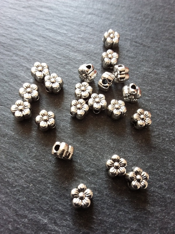 20 or 100 Flower Spacer Beads 6mm Antique Silver Tone Alloy 6x4mm Hole: 1.8mm