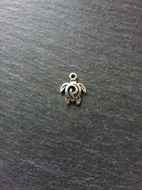 20 or 100 Little Turtle Charms Antique Silver Tone Tribal Swirl 16x12mm