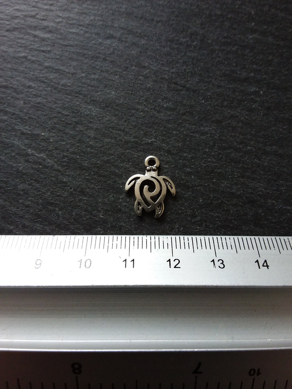 10 or 50 Little Turtle Charms Antique Silver Tone Tribal Swirl 16x12mm
