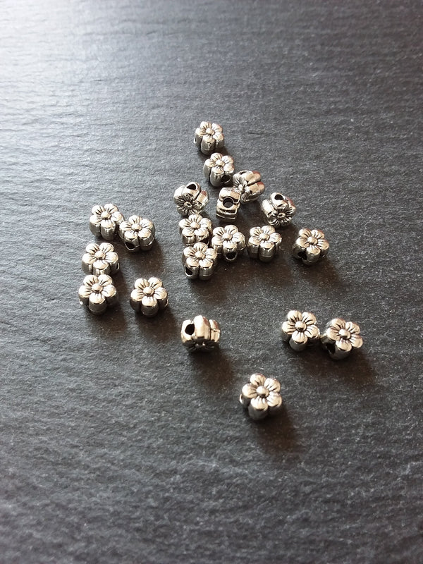 20 or 100 Flower Spacer Beads 6mm Antique Silver Tone Alloy 6x4mm Hole: 1.8mm