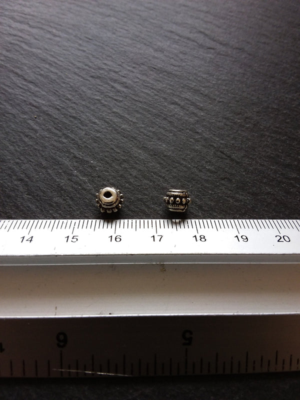 10 or 50 Bali Style Spacer Beads Antique Silver Tone 8x6mm Hole: 2.1mm