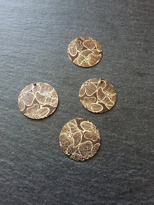 4 or 20 Flower Enamelled Brown & Gold Flat Round Charms 20mm diameter