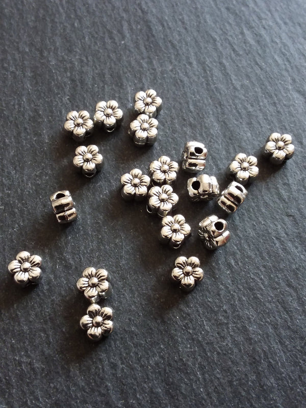 20 or 100 Flower Spacer Beads 6mm Antique Silver Tone Alloy 6x4mm Hole: 1.8mm