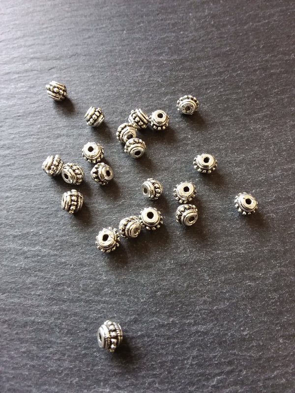 10 or 50 Bali Style Spacer Beads Antique Silver Tone 8x6mm Hole: 2.1mm