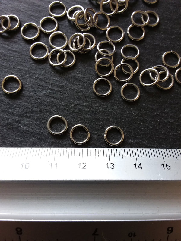 100 or 500 Antique Silver Tone 8mm Jump Rings Strong 1.2mm (18 Gauge) Thickness
