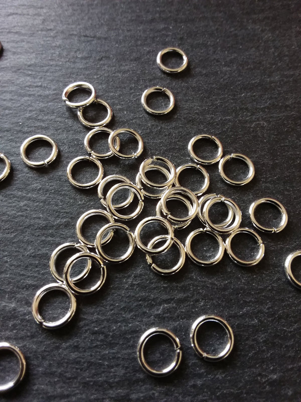 100 or 500 Antique Silver Tone 8mm Jump Rings Strong 1.2mm (18 Gauge) Thickness