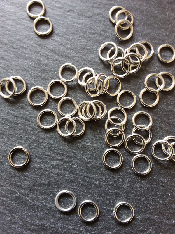 100 or 500 Antique Silver Tone 8mm Jump Rings Strong 1.2mm (18 Gauge) Thickness