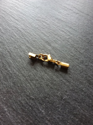 3 or 15 Gold Stainless Steel Folding Crimp End Sets for approx. 3mm Cord with Lobster Clasps