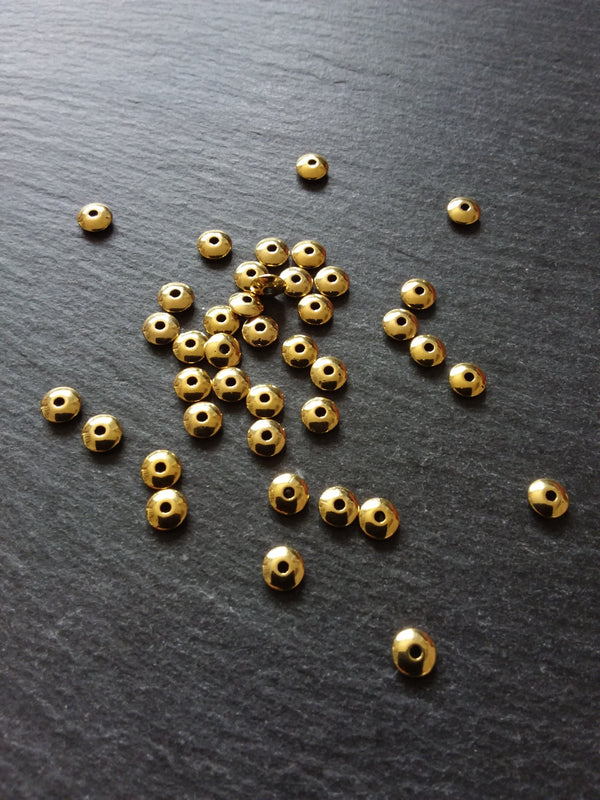 20 or 100 Gold Tone 6mm Plain Flying Saucer Shaped Spacer Beads 6x2mm Nickel FREE